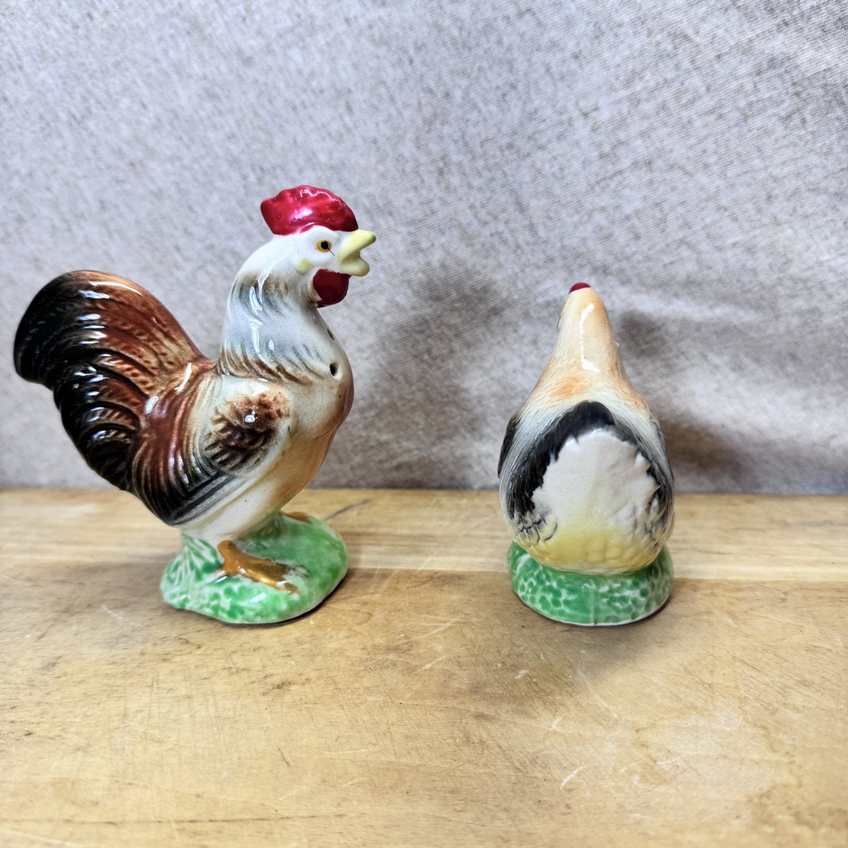 Vintage Rooster Hen Salt Pepper Shakers Japan