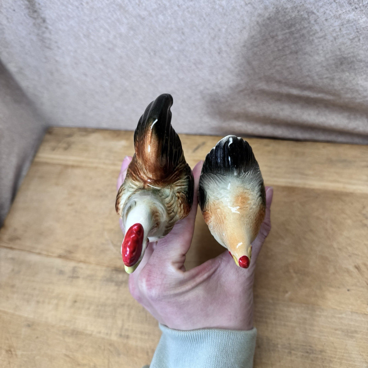 Vintage Rooster Hen Salt Pepper Shakers Japan