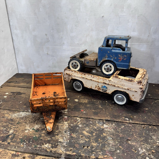 Junkyard  Vintage Metal Toy Trucks Parts Trailer