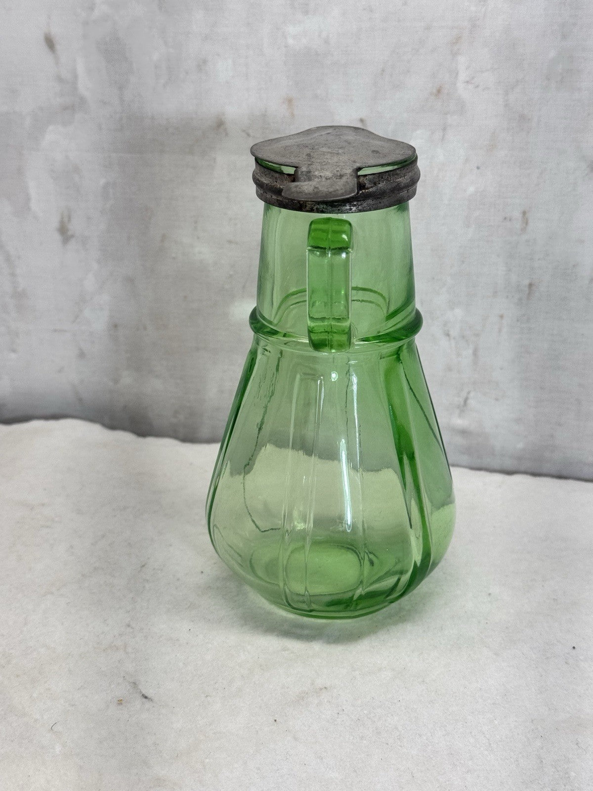 Glass Green Uranium Syrup Dispenser Antique Vintage