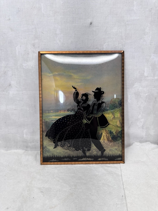Dancing People Silhouette Reverse Paintings Vintage