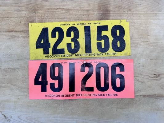 1964 & 1968 Wisconsin Resident Deer Hunting Back Tags #1493