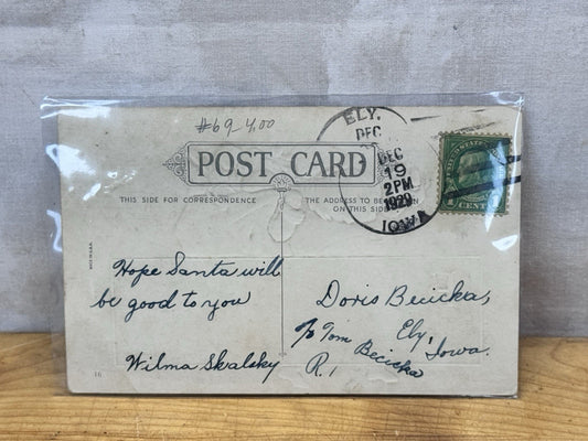 1929 Christmas Postcard  #1319