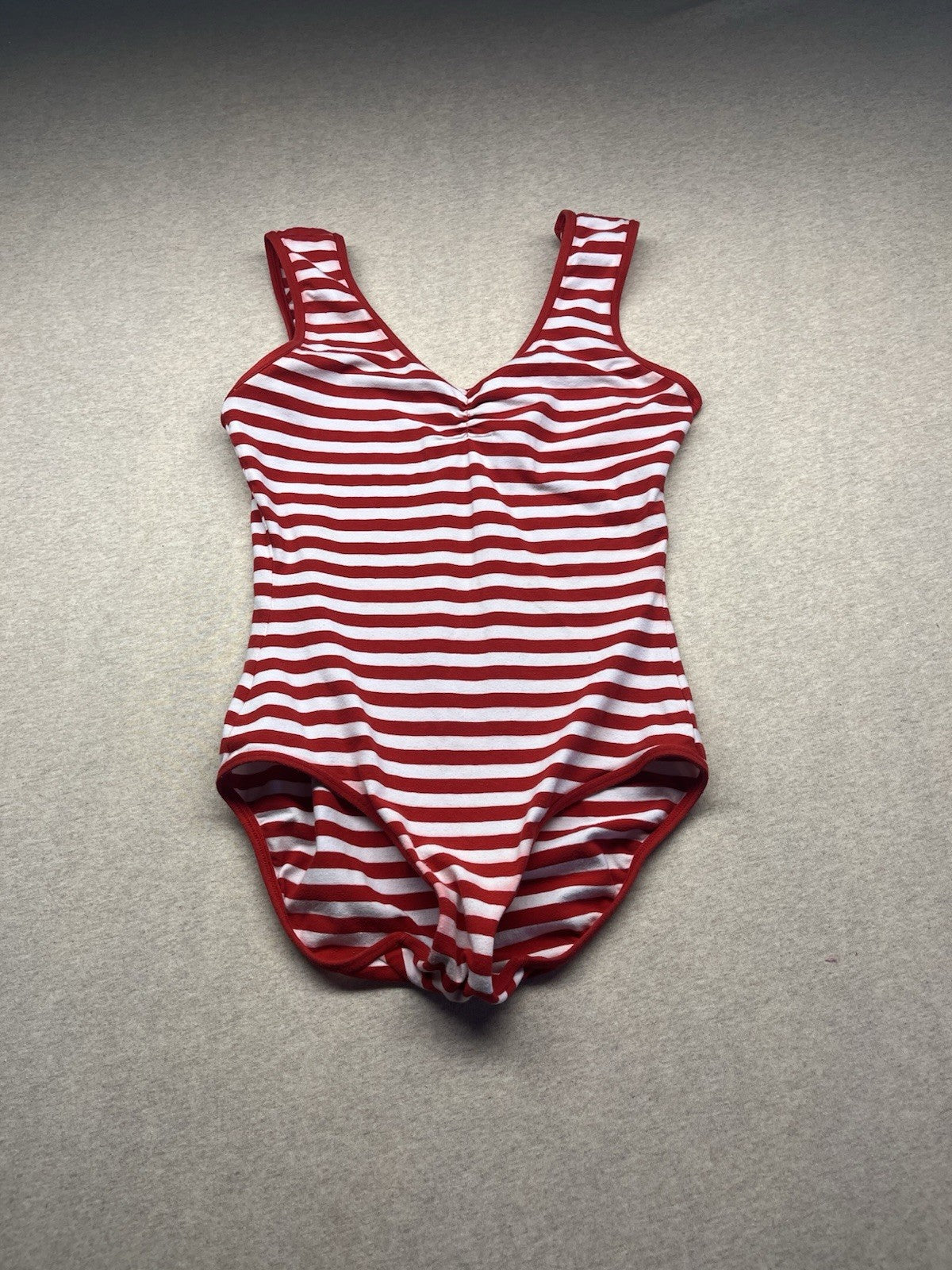1980s Women’s Red & Wht Stripe Sleeveless Body Suit 