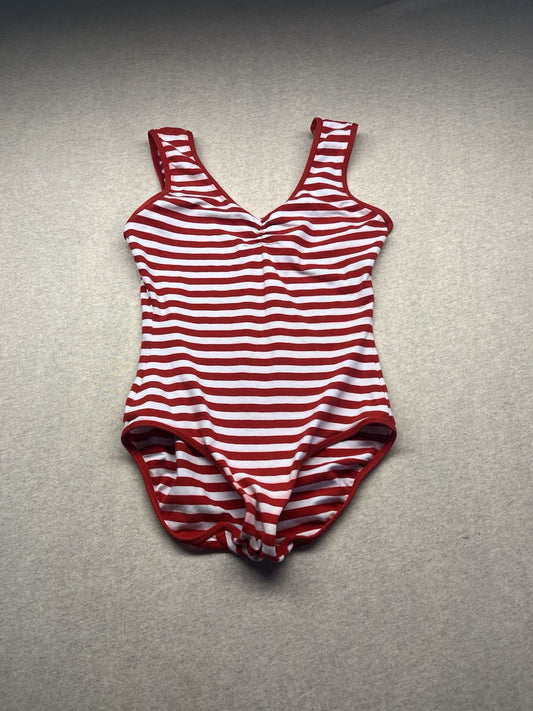 1980s Women’s Red & Wht Stripe Sleeveless Body Suit 