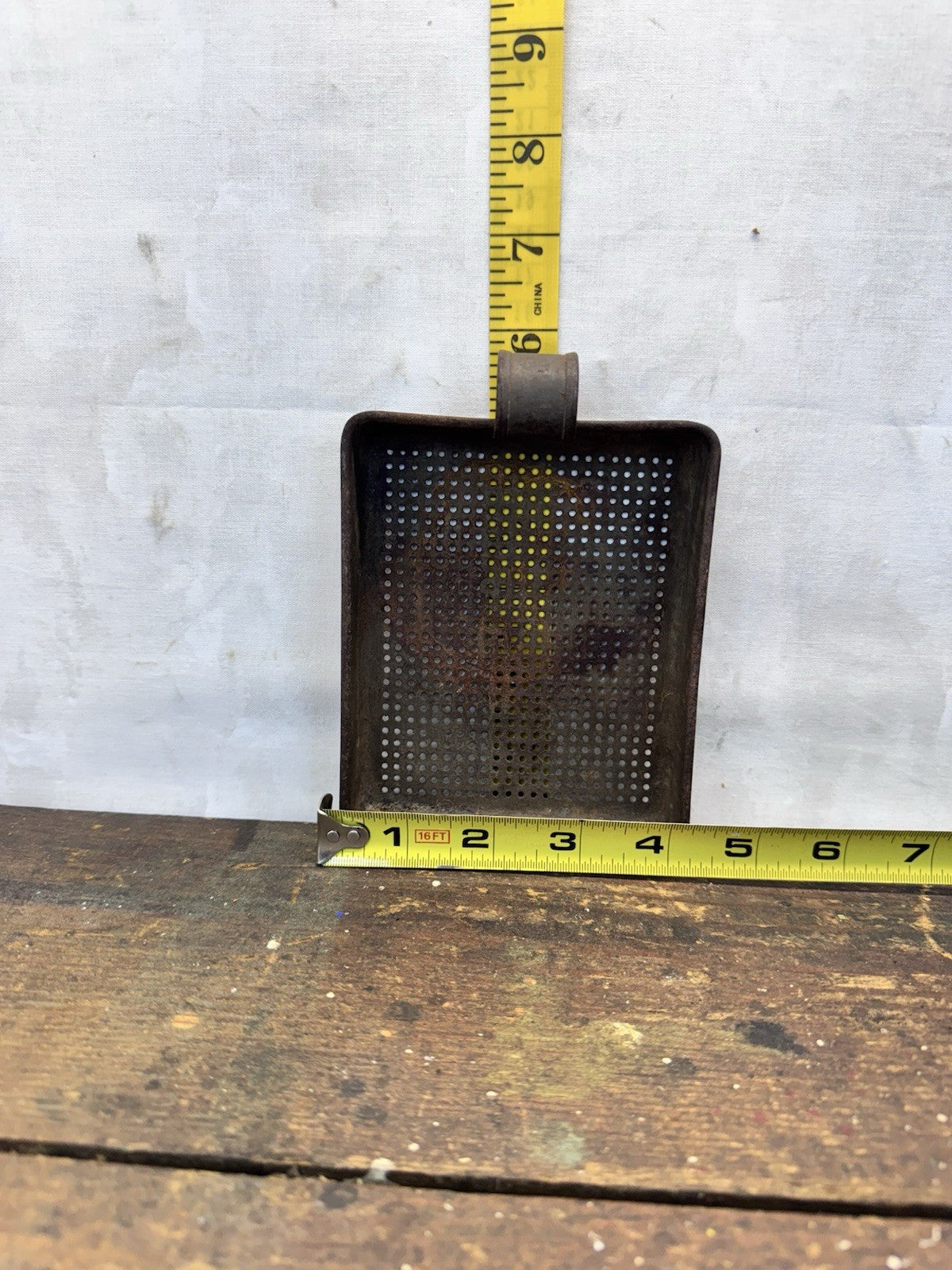 Antique Early Tin Strainer Square  #1439
