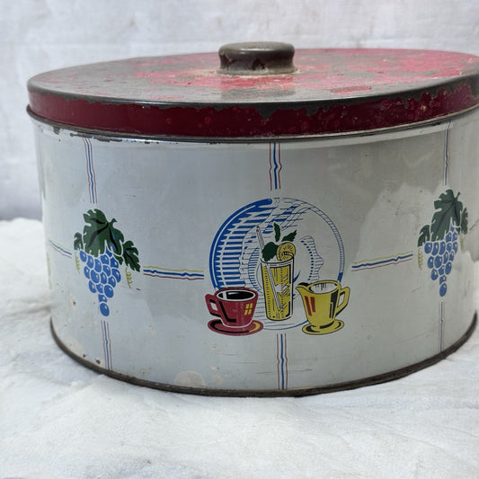 Vintage Rustic Kitchen Cake Canister Tin