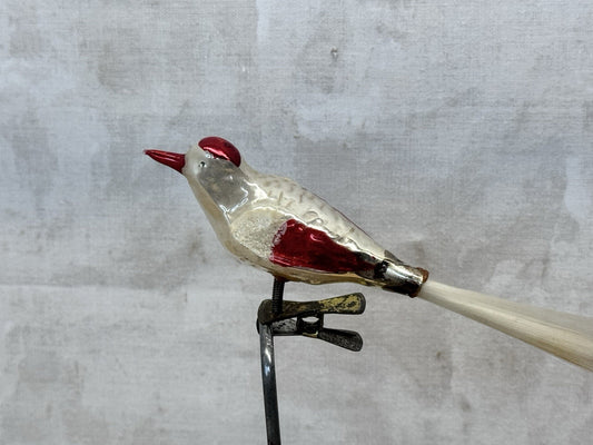 Antique Glass Clip On Bird Ornament  #1490