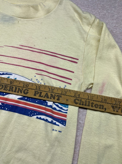 1980s Unisex Yellow L Sleeve Ocean Pacific Tshirt