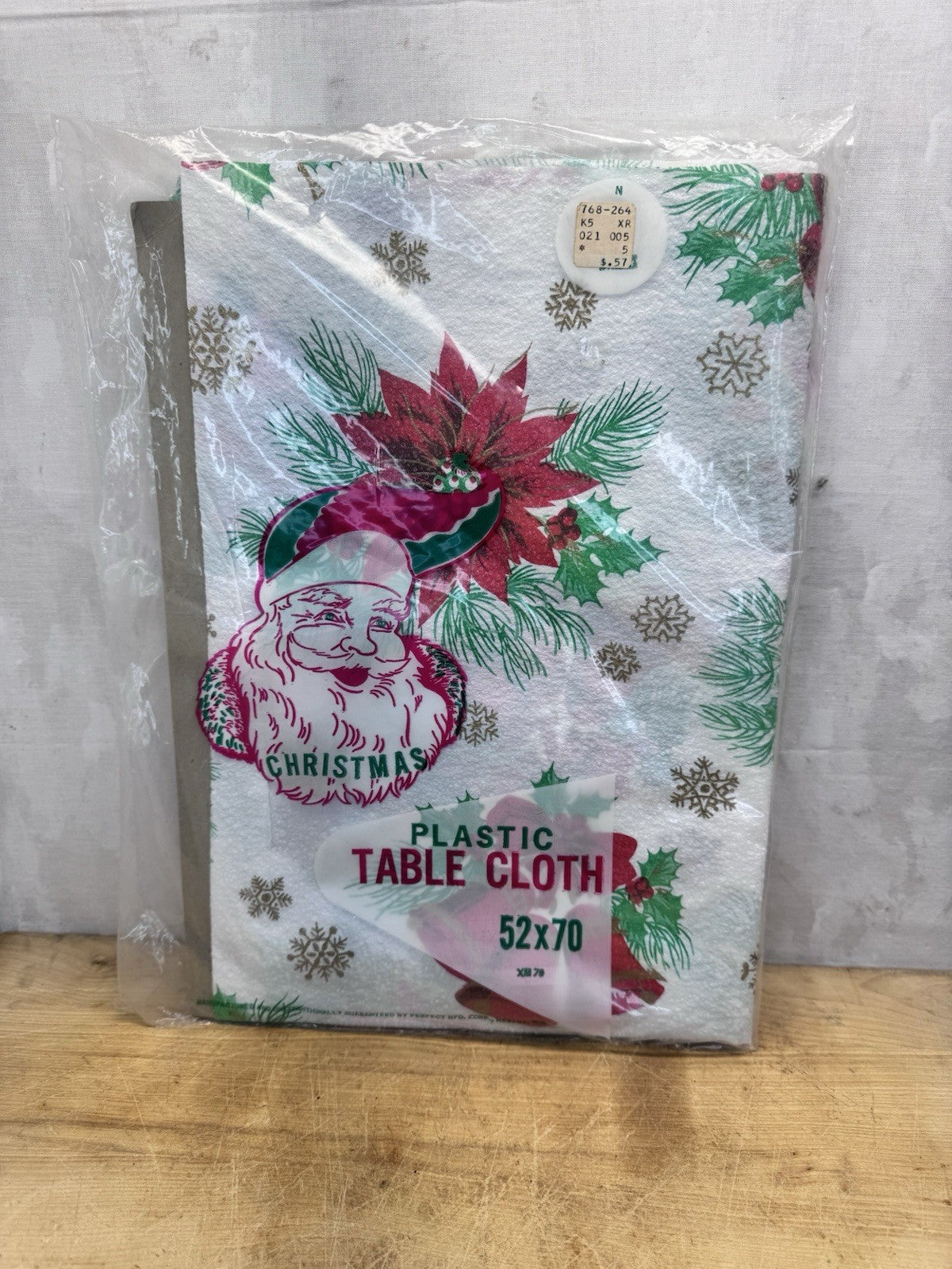 Vintage Plastic Christmas Table Cloth NOS #1515