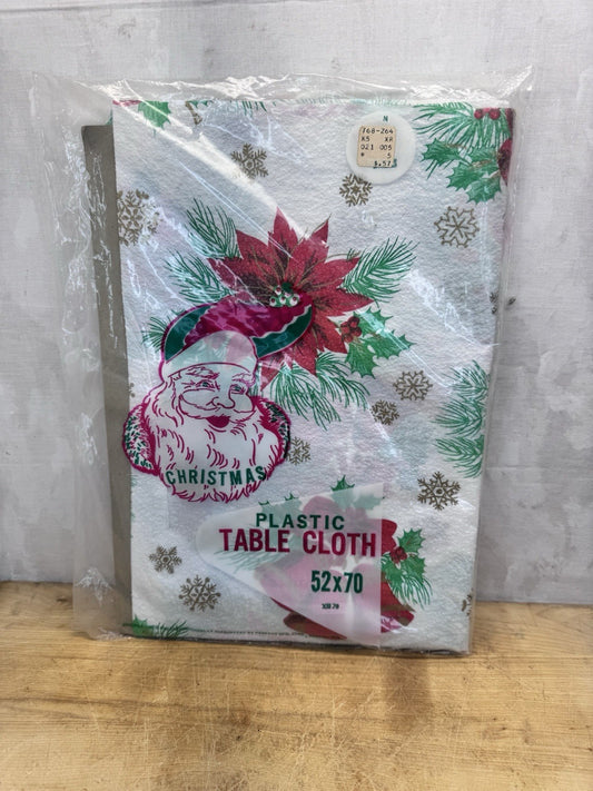 Vintage Plastic Christmas Table Cloth NOS #1515