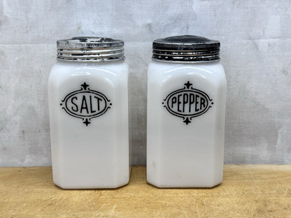 Milk Glass Salt And Pepper Shakers Hoosier Vintage #1149