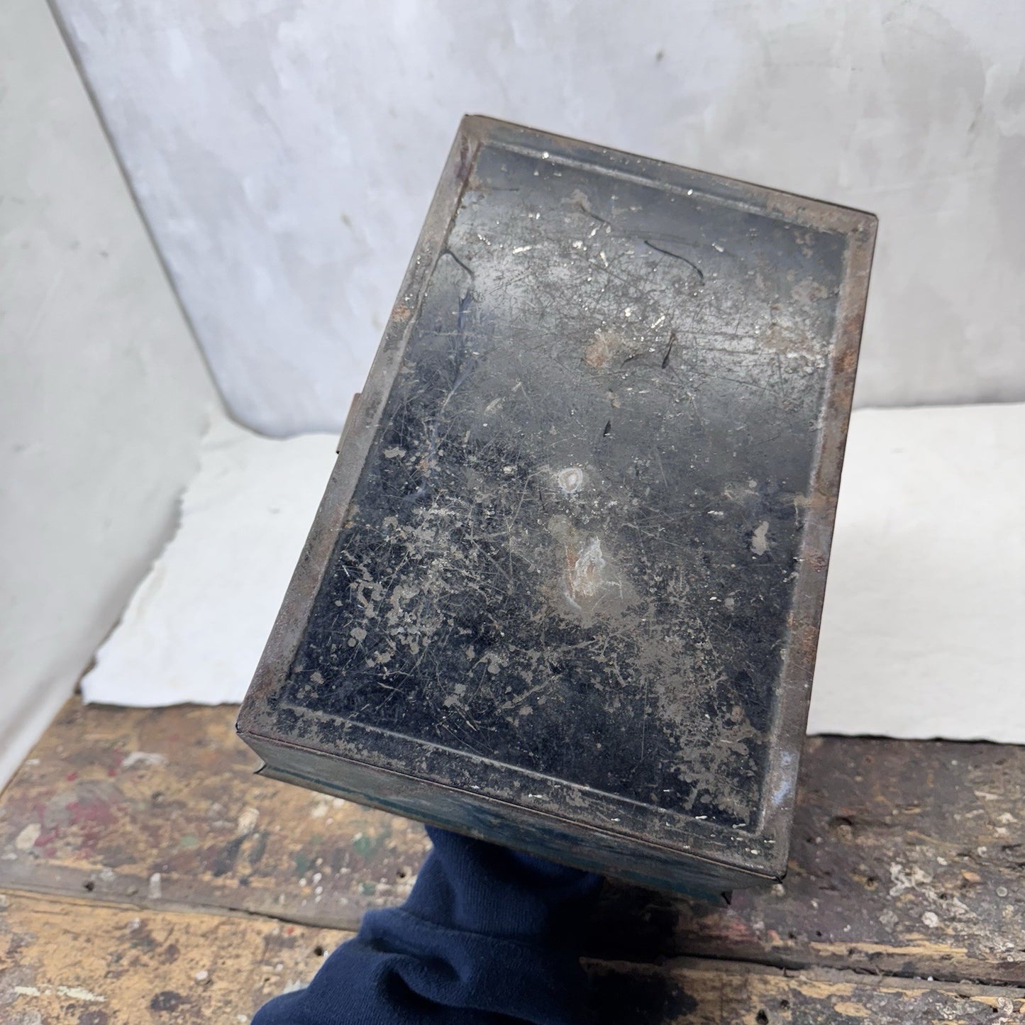 Green Rustic Metal Box Vintage Small