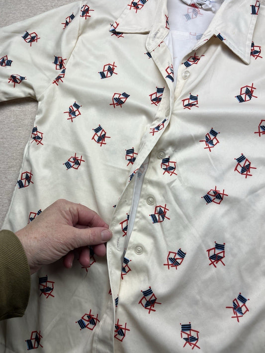 1970s, 80s Boys White Print S Sleeve Shirt