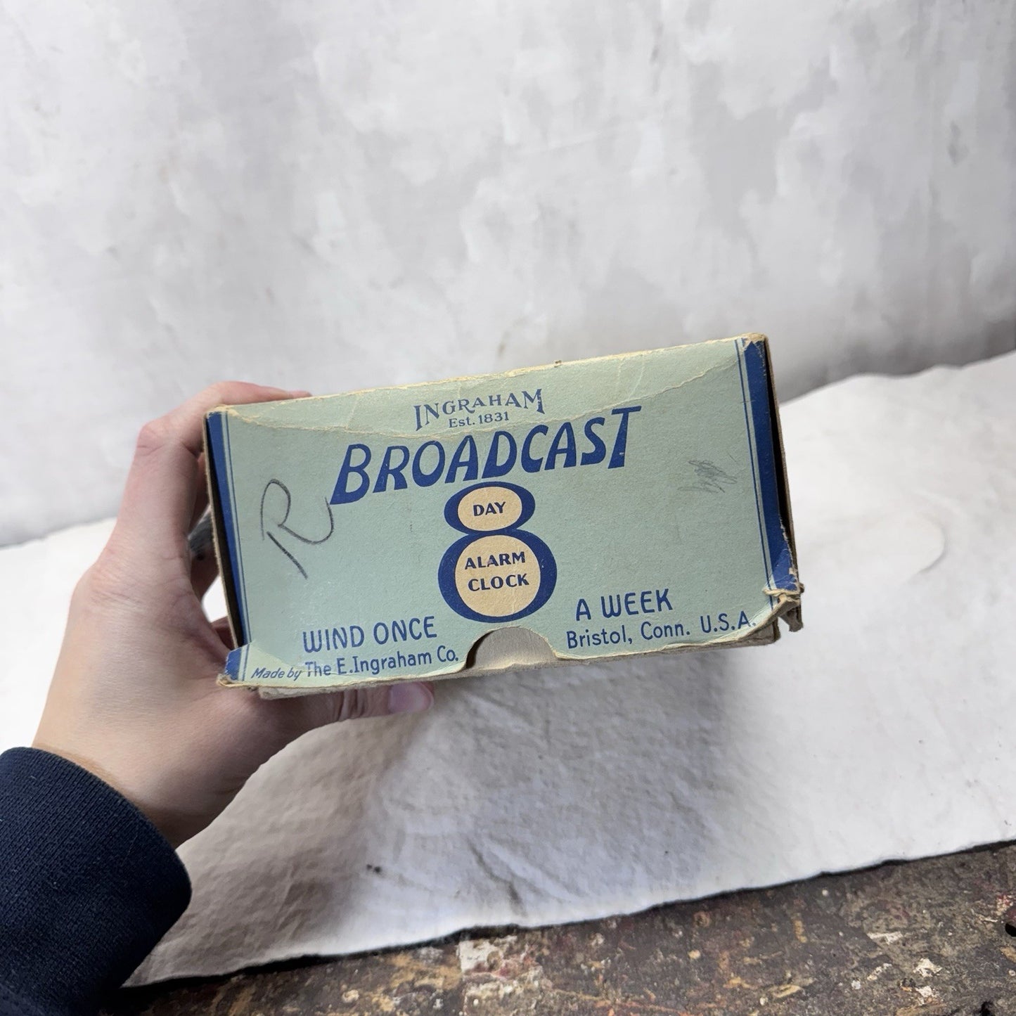 Ingraham Broadcast Day Alarm Clock Vintage Empty Box 