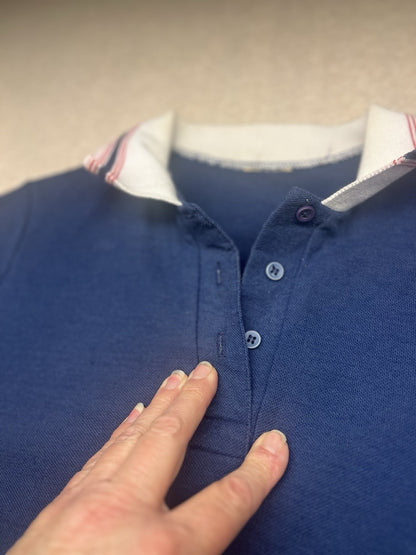 1980s Women’s Red Wht Blue Knit S Sleeve Shirt