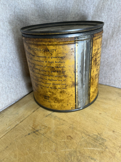 Antique Eight Brothers Long Cut Tobacco Tin And Lid Union Made 1926