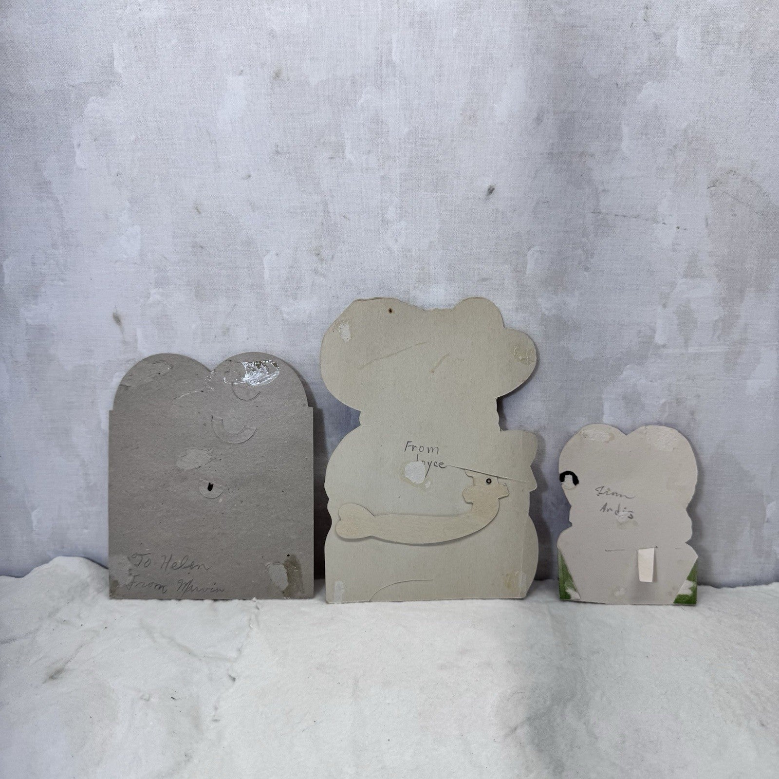 Three Vintage Paper Valentines Day Cards 