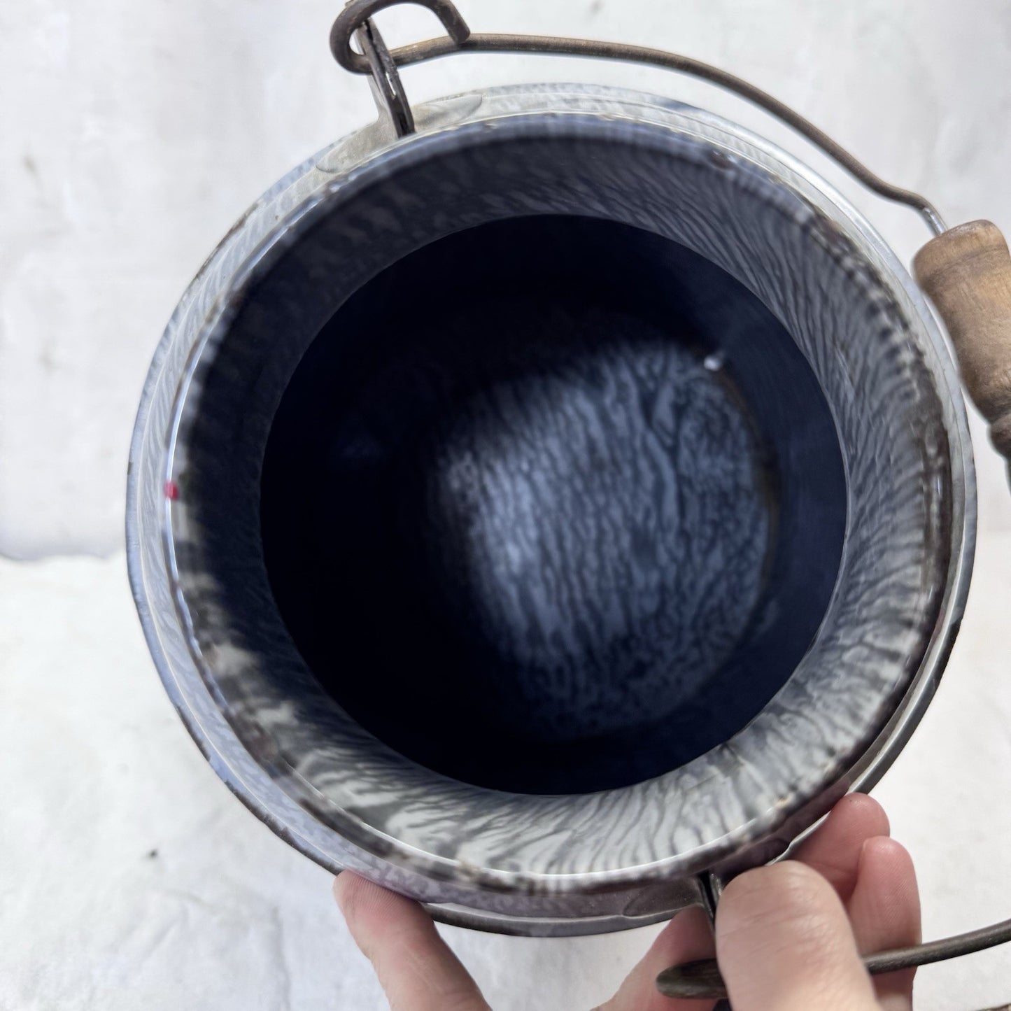 Creamer Can Enamelware Mottled Grey Swirl Splatter Vintage No Lid