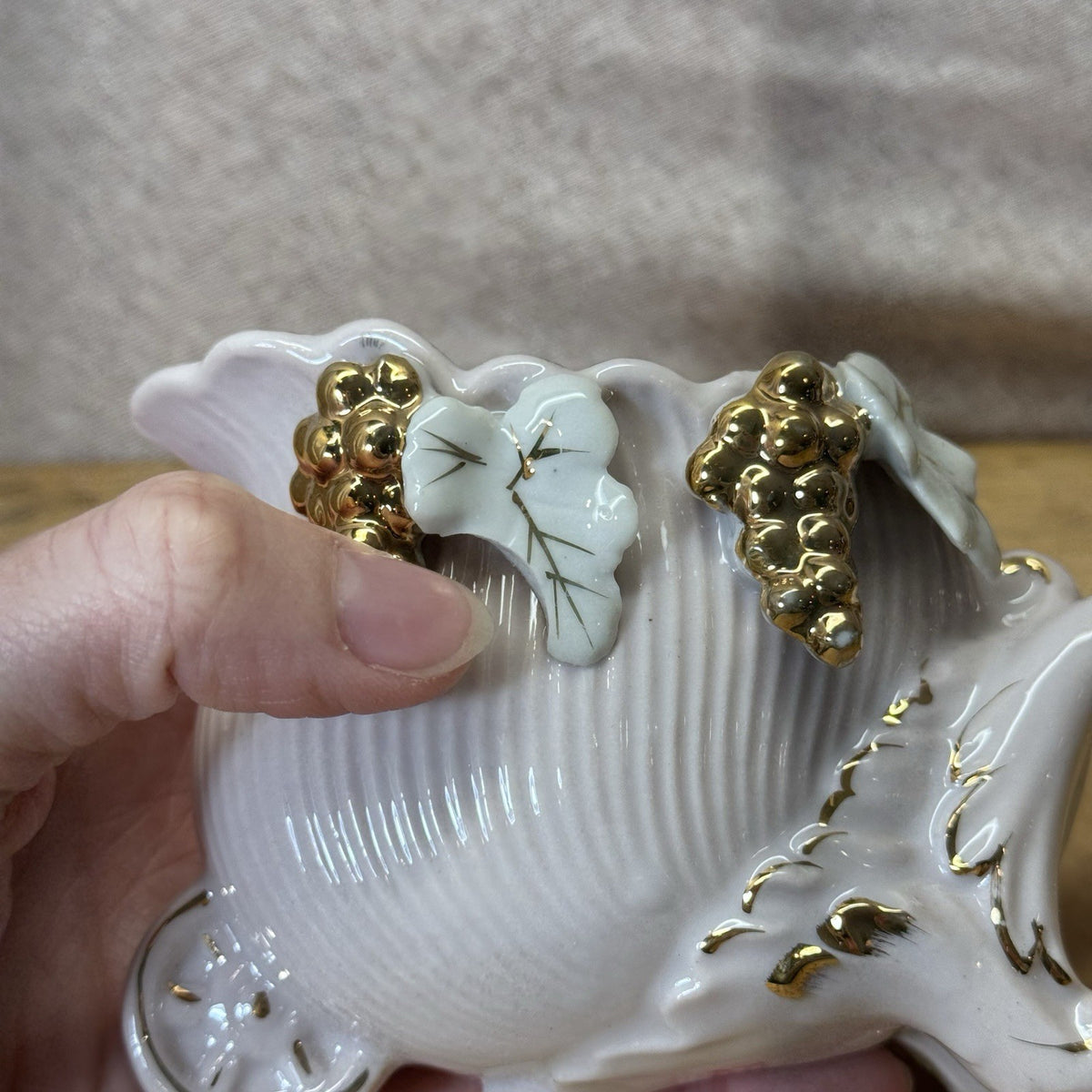 Vintage Thames Sugar Bowl Lilac Porcelain Flawed Japan