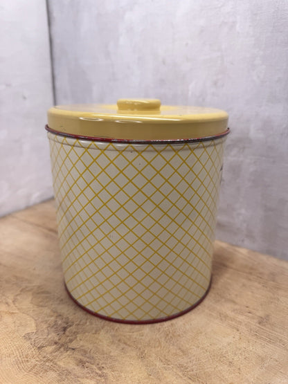 Cherry Yellow Plaid Vtg Kitchen Canister #S-1526