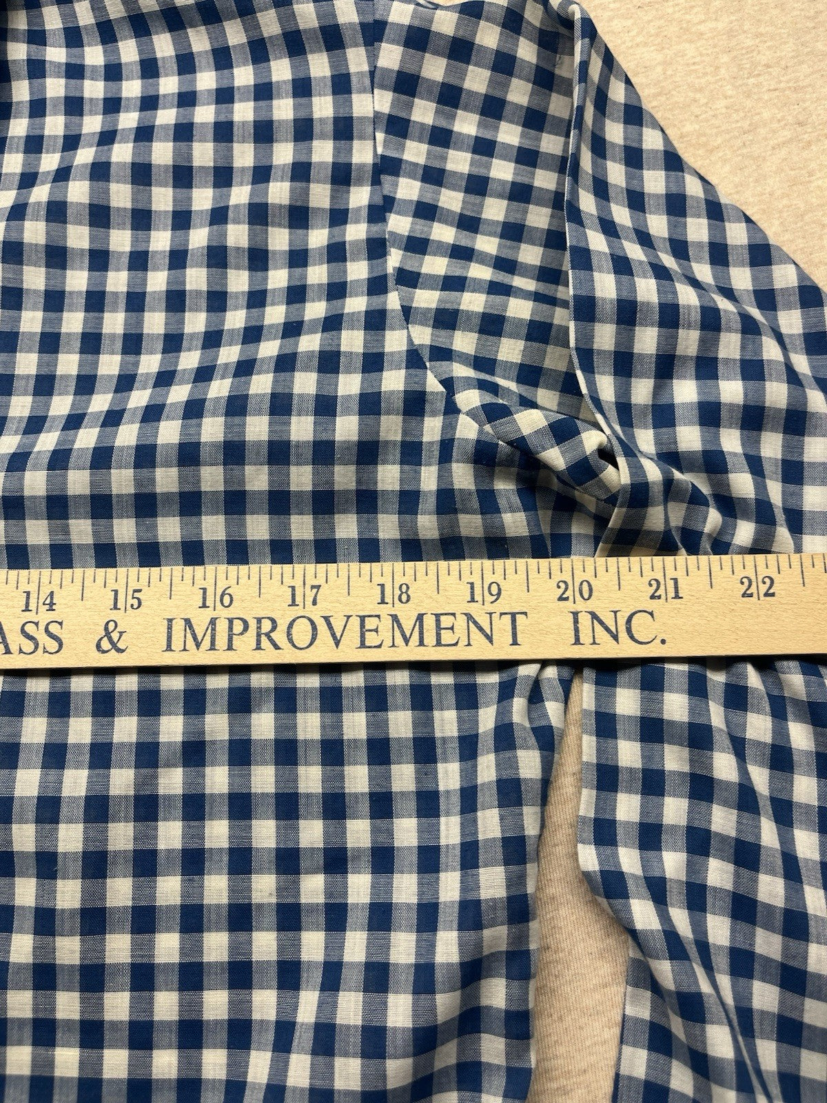 1960s, 70s Women’s Blue Checked L Sleeve Cotton Top