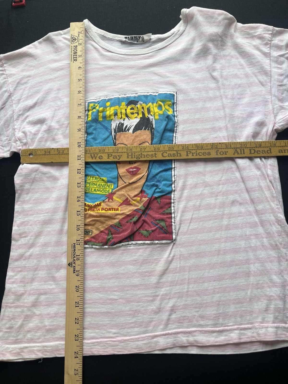 1980s Pink Striped Premtemps Tshirt