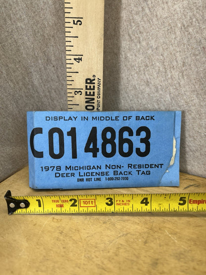 Michigan 1978 Non Resident Deer Back Tag (C014863)