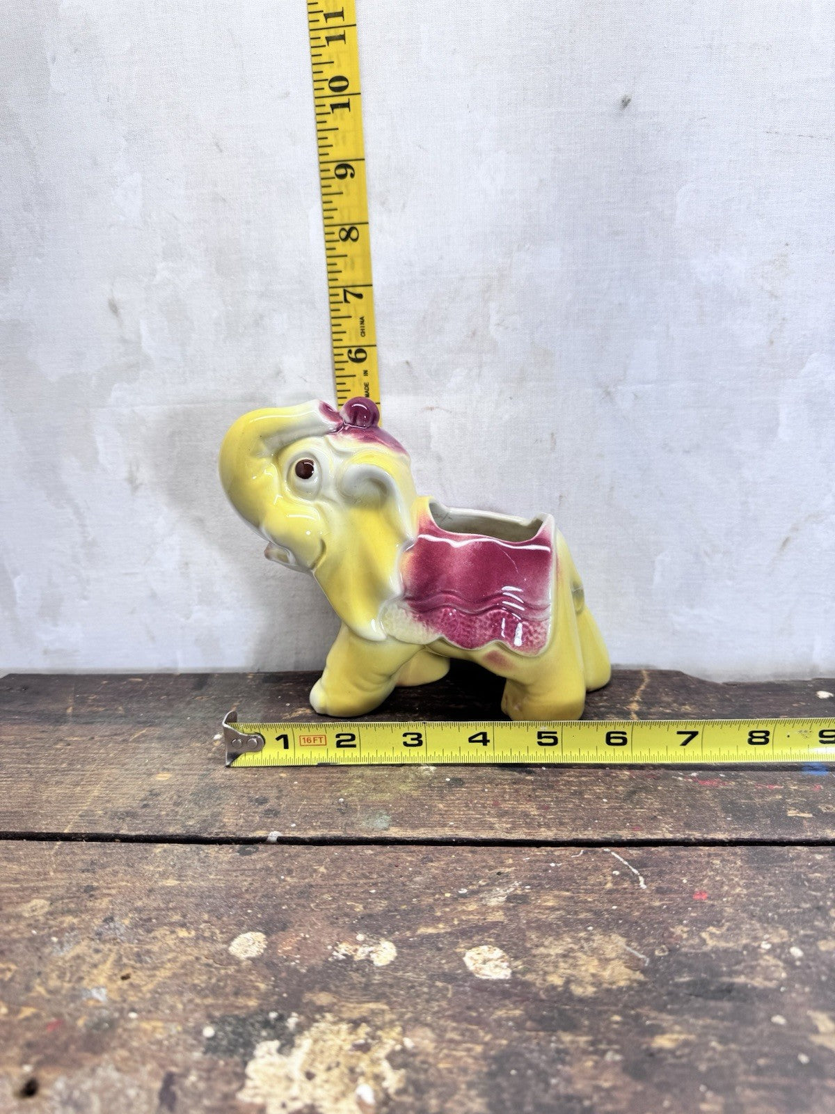 Carnival Circus Elephant Planter Vintage Flawed