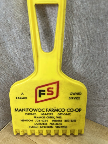 Manitowoc Farm Co-op Ad Ice Scraper Vintage