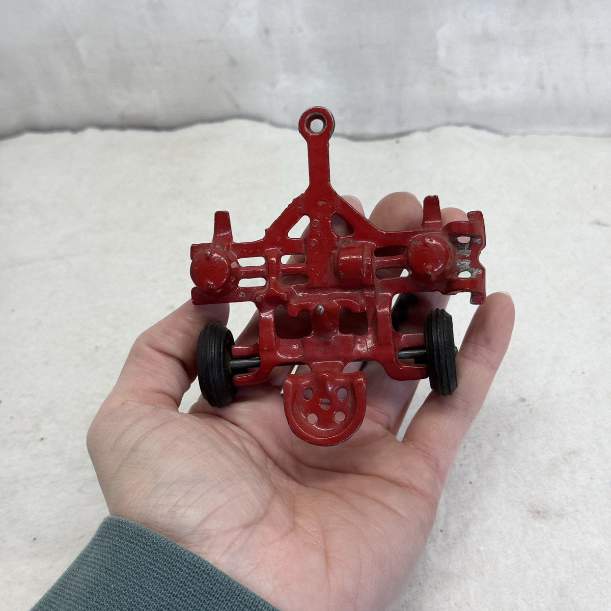 Antique Red Cast Iron Arcade Toy Corn Planter