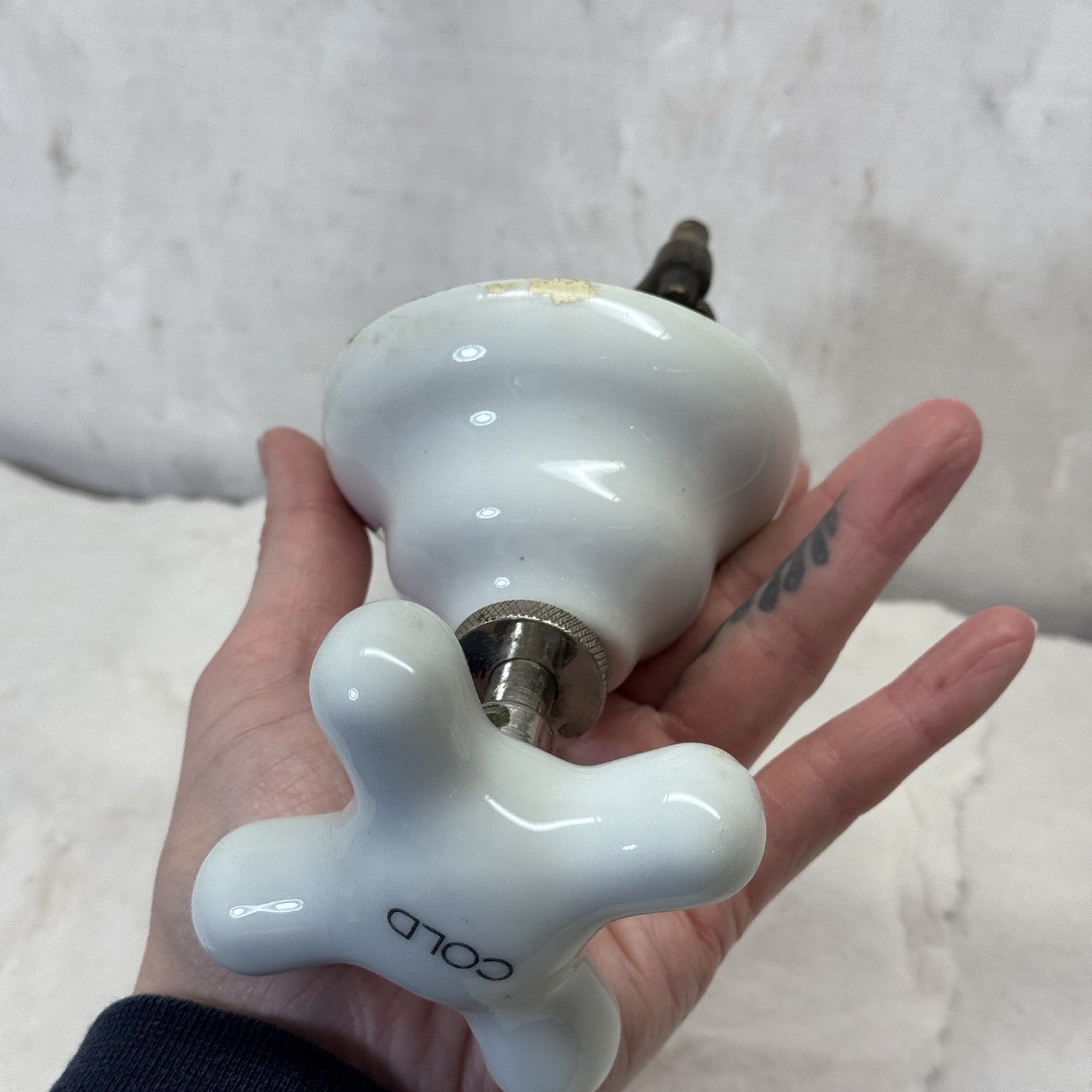 Porcelain Sink “Cold” Handle Antique