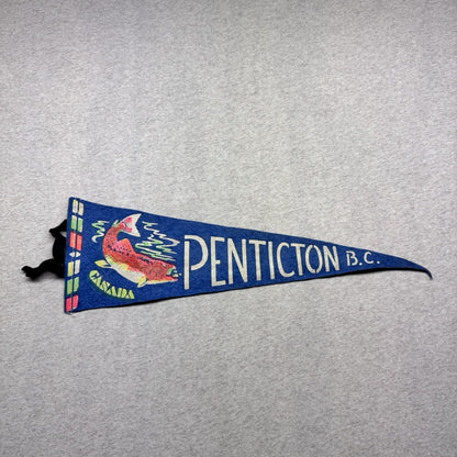 Penticton B.C Canada Vintage Fabric Pennant Banner Flag Souvenir 
