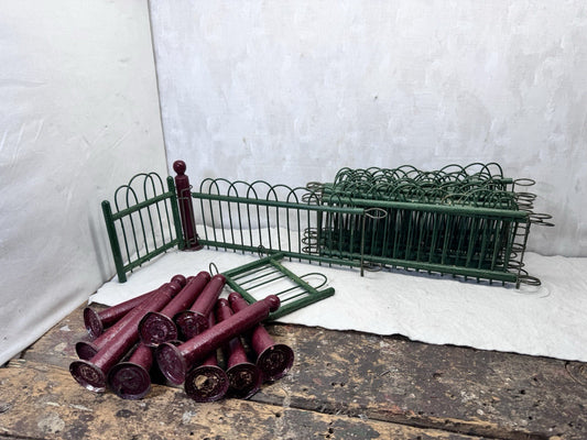 Vintage Christmas Holiday Miniature Feather tree Fence Set Vintage