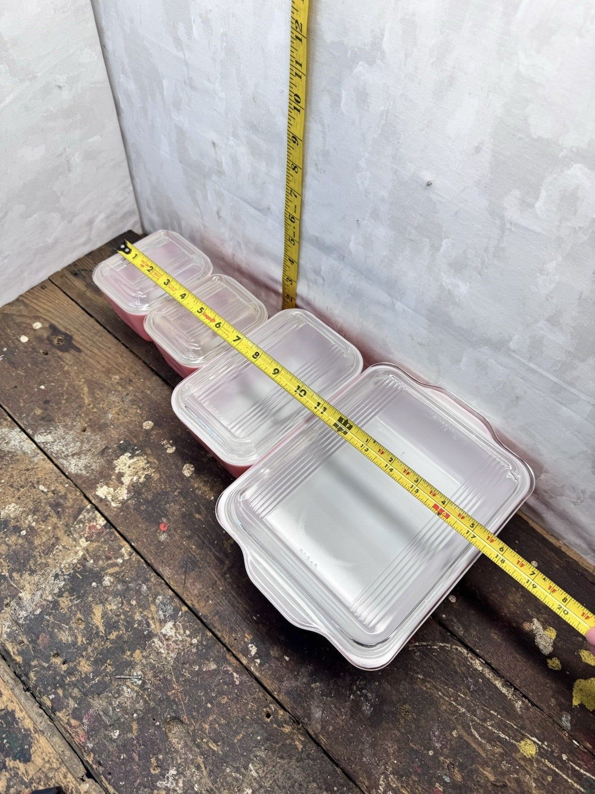Pink Pyrex Set Of Four With Lids #1343