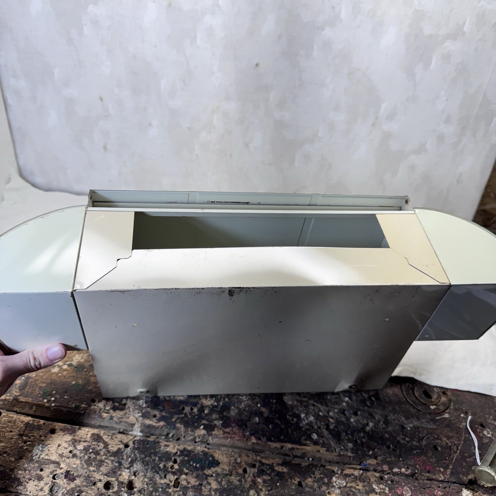 Wax Paper Paper Towel Holder Metal Tin White Vintage 