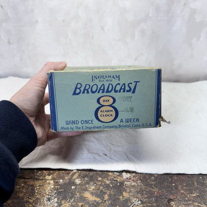 Ingraham Broadcast Day Alarm Clock Vintage Empty Box 