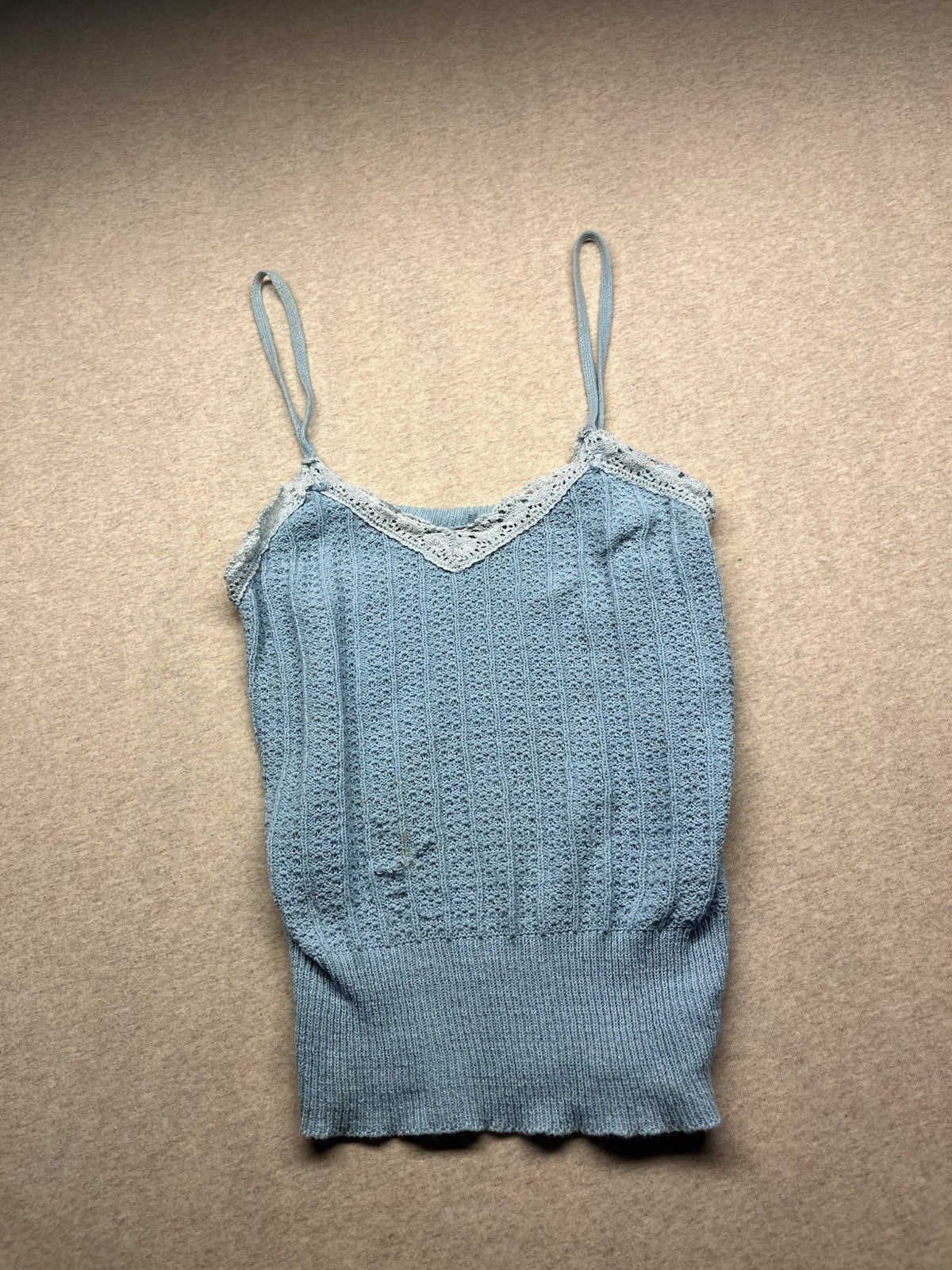 1980s Women’s Blue Knit Top W/straps