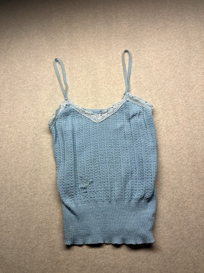 1980s Women’s Blue Knit Top W/straps