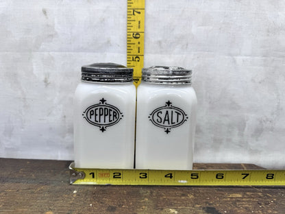 Milk Glass Salt And Pepper Shakers Hoosier Vintage #1149