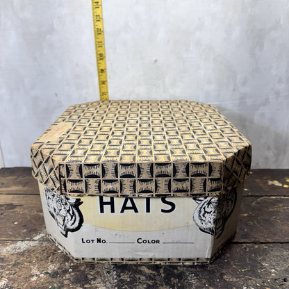 Vintage Heavy Cardboard Hat Box Container 