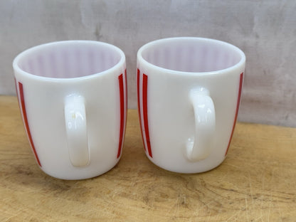 Candy Cane Stripped Pair Of Mugs Christmas  Vtg #1327