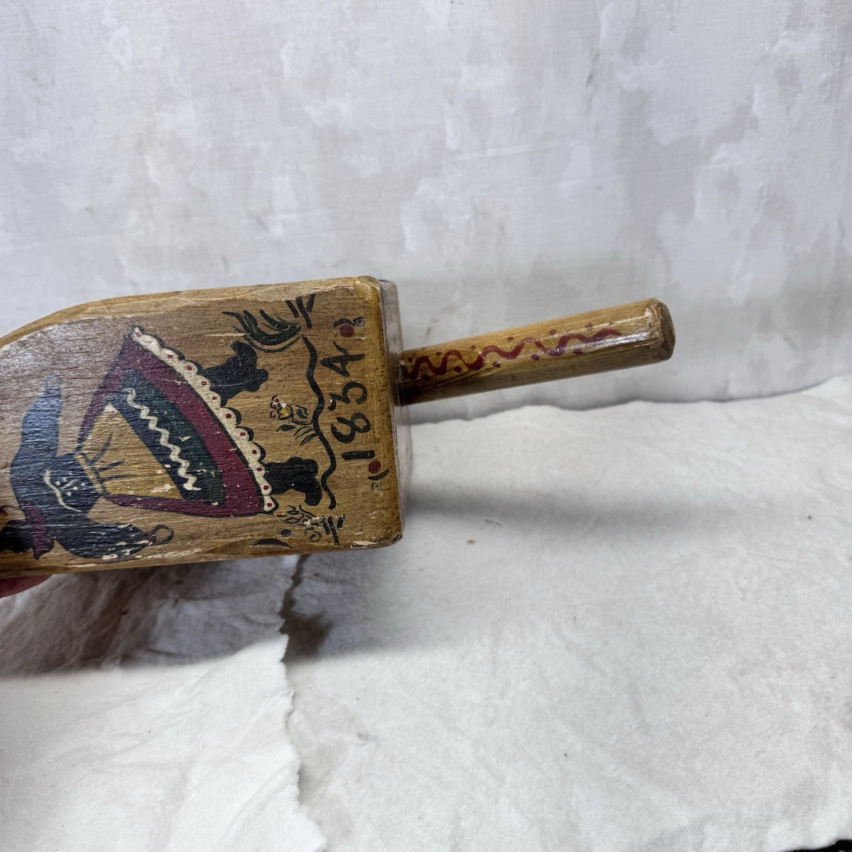 Wooden Folk Art Vintage Scoop Painted