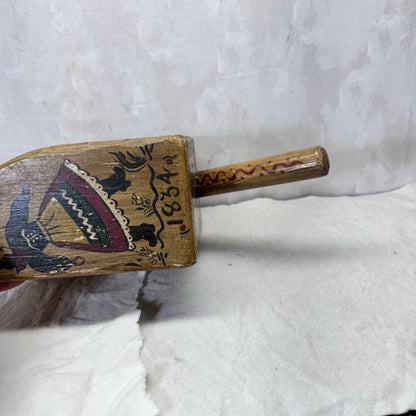 Wooden Folk Art Vintage Scoop Painted