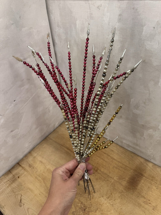 Christmas Glass Bead Stick Garland Vtg #1538