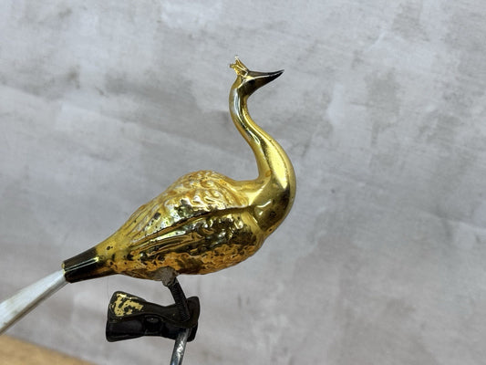 Gold Antique Glass Bird Clip On Ornament￼#1486