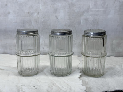 Clear Ribbed Glass Hoosier Spice Jars Vintage #1841