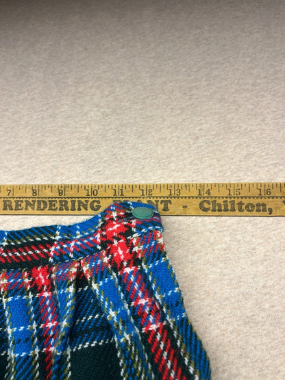 1960s Blue Plaid Wool Skirt