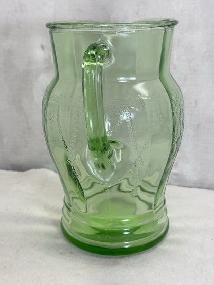 Uranium Glass Anchor Hocking Ballerina Pattern Pitcher Vintage