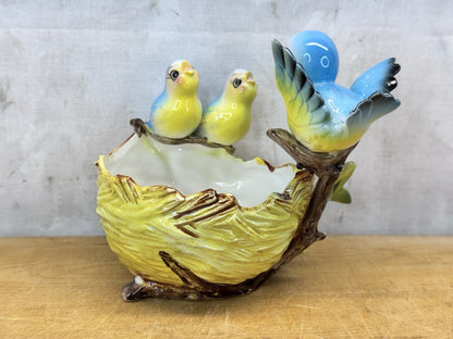 Norcrest Three Bluebirds On A Nest Excellent Condition #1083